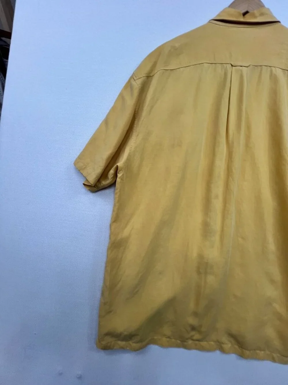 Saltaire Men's Linen Blend Button-Down Shirt Short Sleeve Size XL Yellow